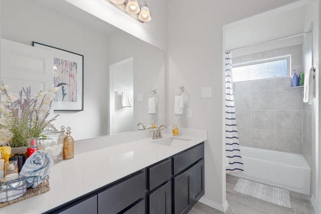 bathroom featuring vanity and shower / tub combo