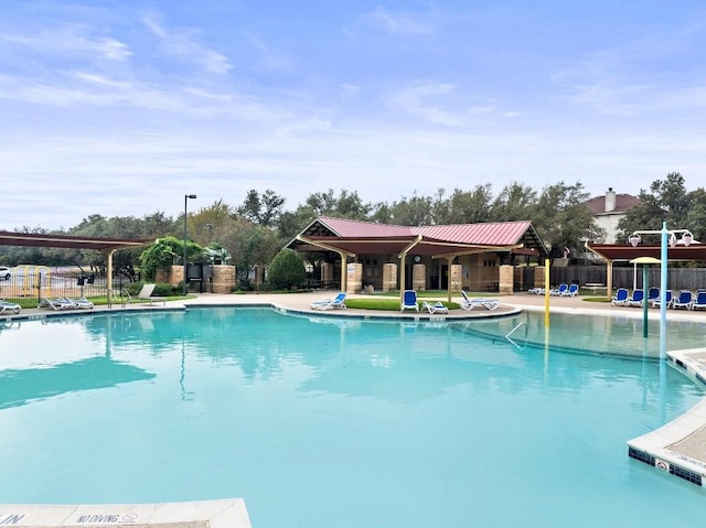 view of pool featuring a patio