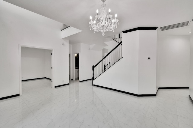 interior space featuring an inviting chandelier