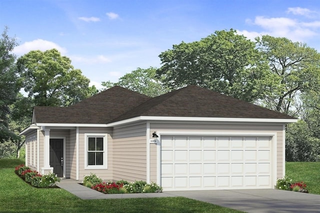 exterior space with a garage