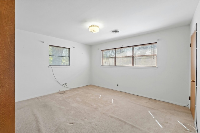 spare room featuring light colored carpet