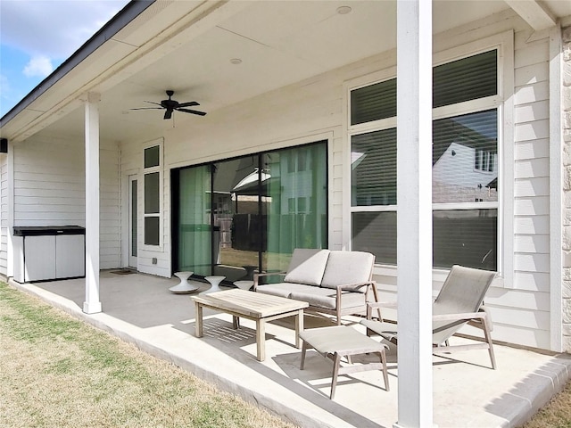 view of patio / terrace featuring ceiling fan