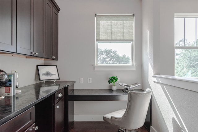2717 Geraghty Ave, Austin, TX 78757 - office with plenty of natural light, built in study area, and dark wood finished floors