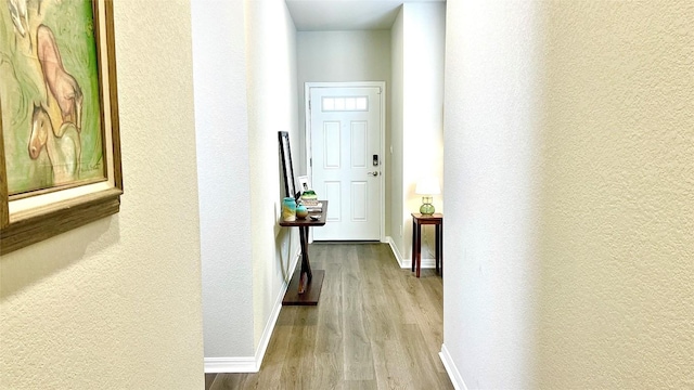 hallway with light wood-type flooring