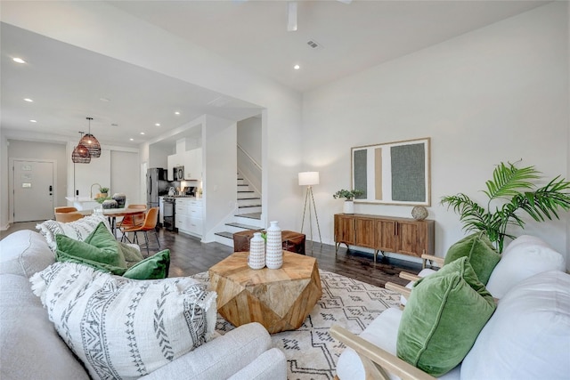 living room with light hardwood / wood-style floors