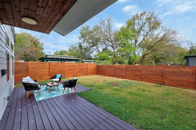 view of yard featuring a wooden deck