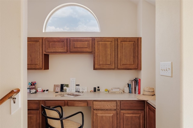 kitchen with built in desk