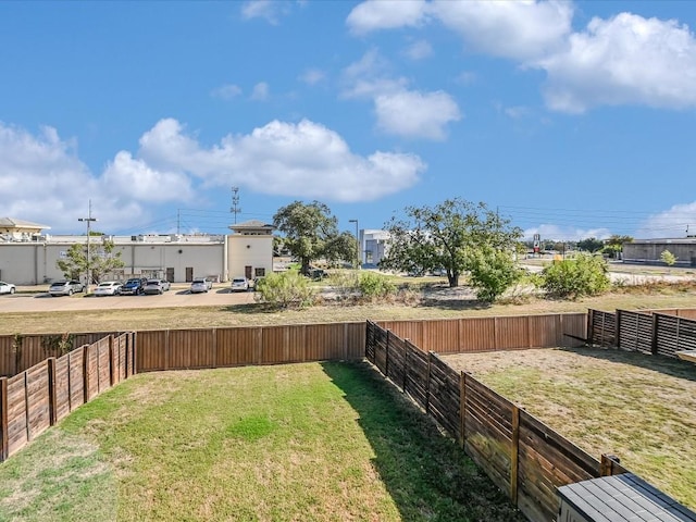 view of yard featuring a fenced backyard