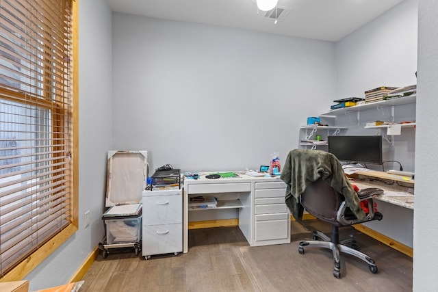 office area featuring light wood-type flooring