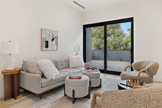 living room with wood-type flooring