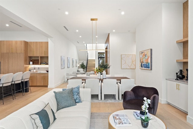 living room featuring light hardwood / wood-style flooring