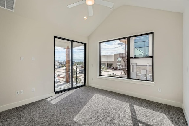 9103 Cattle Baron Path, Austin, TX 78747 - carpeted empty room featuring ceiling fan, vaulted ceiling, and recessed lighting