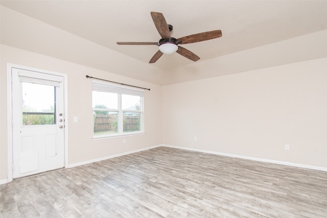 interior space featuring ceiling fan and light hardwood / wood-style floors