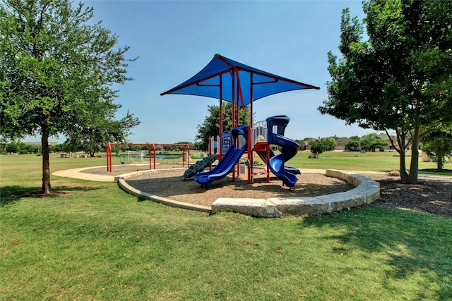 view of play area with a lawn