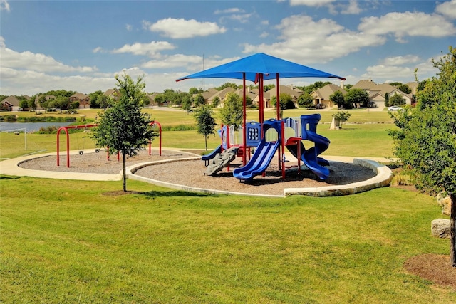 view of playground featuring a yard