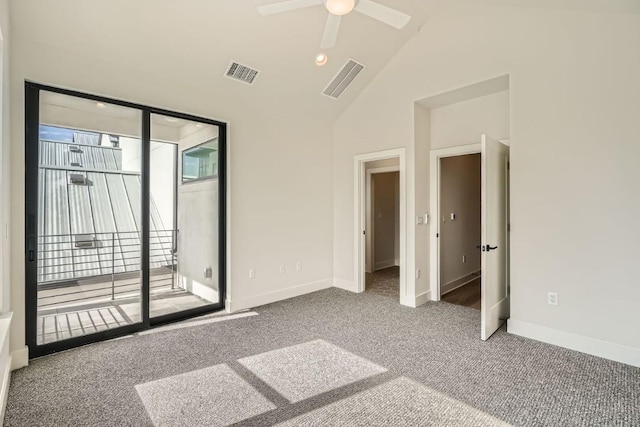 9027 Cattle Baron Path, Austin, TX 78747 - empty room featuring carpet flooring, lofted ceiling, and ceiling fan