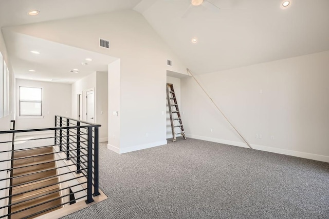 9027 Cattle Baron Path, Austin, TX 78747 - carpeted empty room with lofted ceiling and recessed lighting