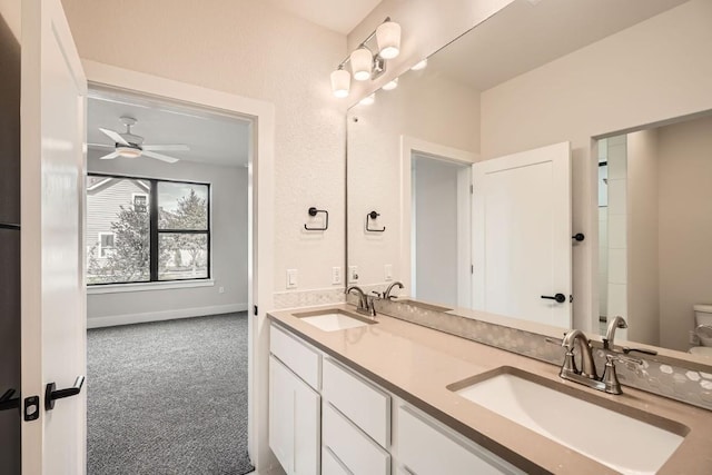 9027 Cattle Baron Path, Austin, TX 78747 - full bath featuring double vanity and a ceiling fan