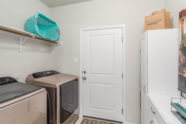 4303 Lindberg Ln, Lago Vista, TX 78645 - washroom featuring cabinet space and separate washer and dryer
