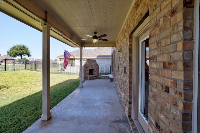 view of patio / terrace with ceiling fan