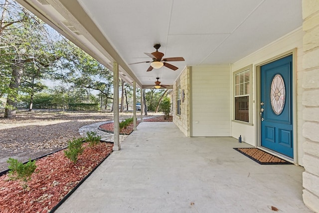 view of patio with ceiling fan