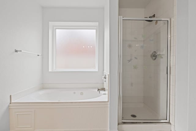 bathroom with plus walk in shower