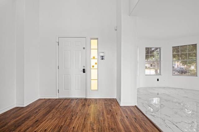 entryway with dark wood-type flooring