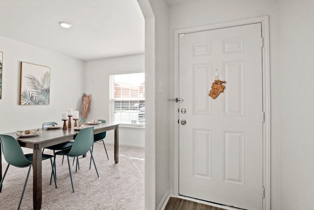 view of carpeted dining room