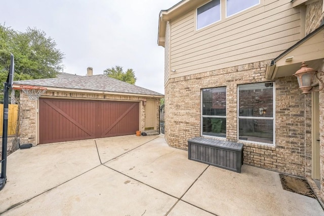 exterior space featuring a garage