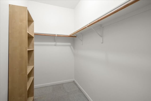 spacious closet featuring light carpet