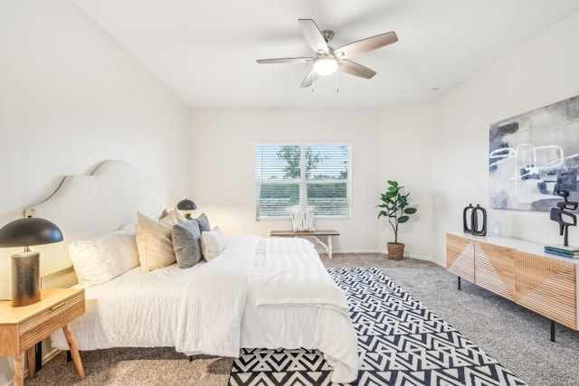 bedroom with carpet and ceiling fan