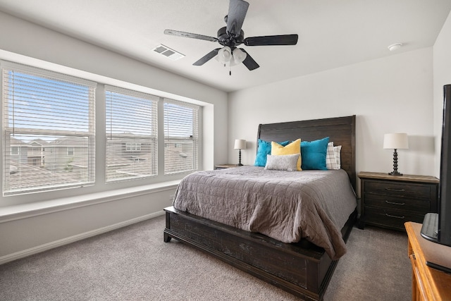 bedroom with carpet floors and ceiling fan