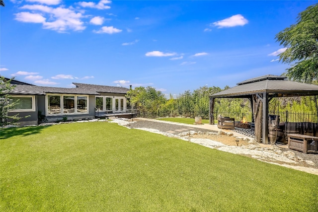 view of yard with a gazebo