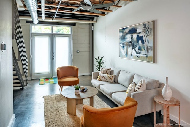 living room with french doors