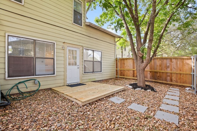 doorway to property featuring a deck