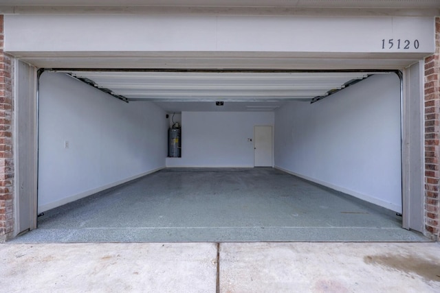 garage featuring water heater