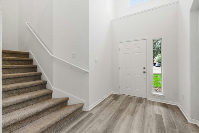 entrance foyer with light hardwood / wood-style flooring and plenty of natural light