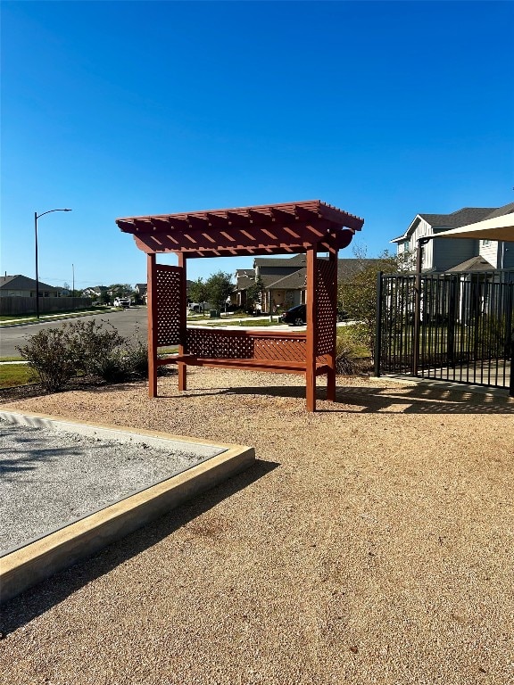 view of yard with a pergola