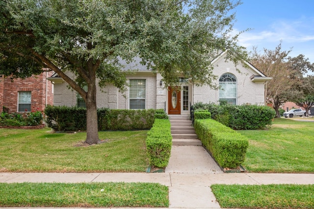 view of front facade with a front yard