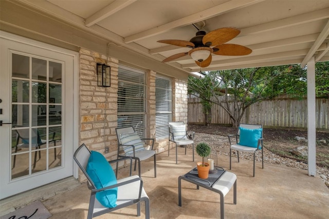 view of patio with ceiling fan