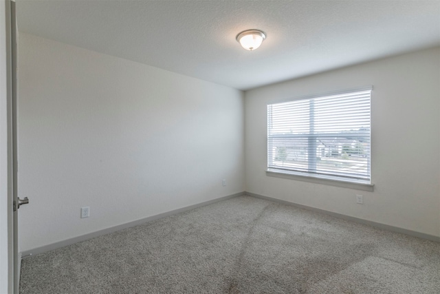 carpeted empty room featuring a textured ceiling