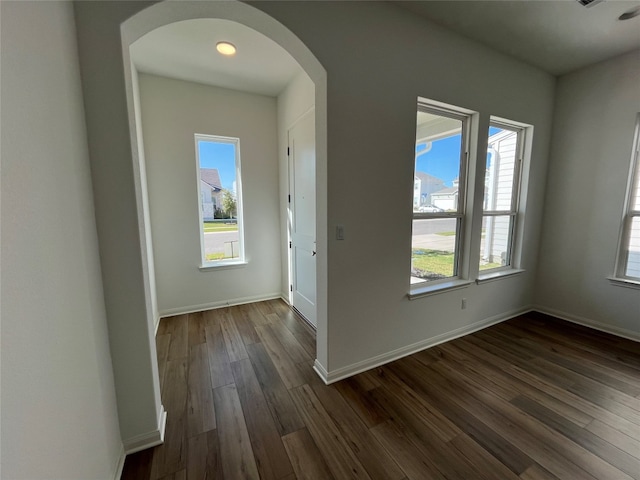 entrance foyer with dark hardwood / wood-style flooring