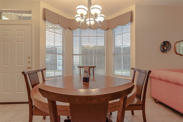 dining space with plenty of natural light and light tile patterned floors