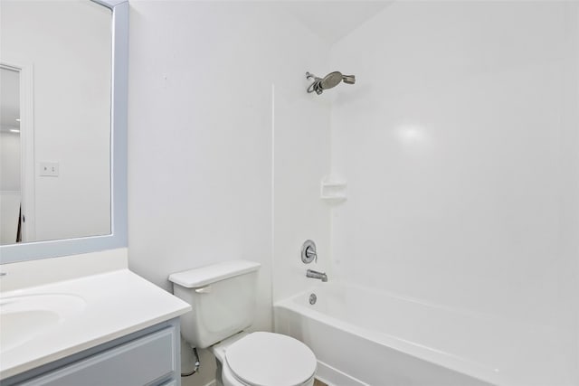 full bathroom with vanity, toilet, and bathtub / shower combination