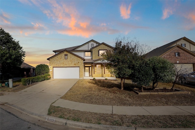 view of front of house with a garage