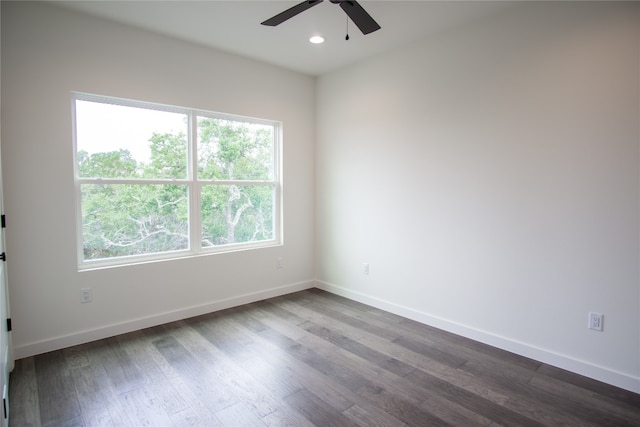 unfurnished room featuring hardwood / wood-style flooring and ceiling fan