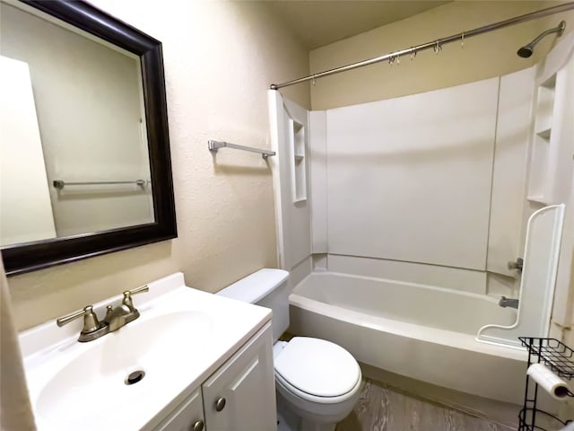 full bathroom with vanity, toilet, and bathtub / shower combination