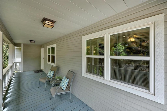 wooden deck featuring covered porch