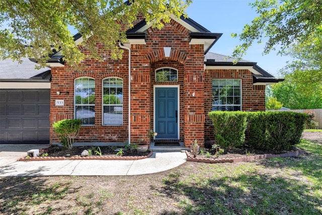 view of front property with a garage