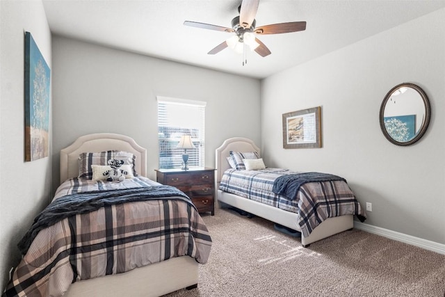 bedroom featuring carpet and ceiling fan